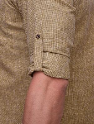 brown linen short kurta - 14236767 - Standard Image - 4