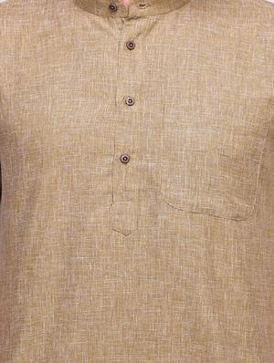 brown linen short kurta - 14236767 - Standard Image - 5
