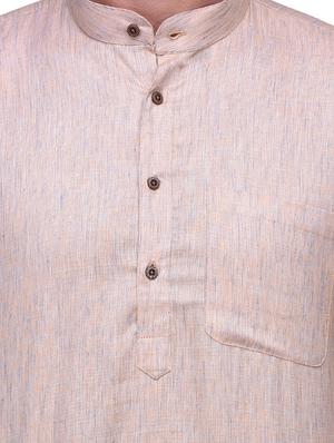 beige linen short kurta - 14236768 - Standard Image - 5
