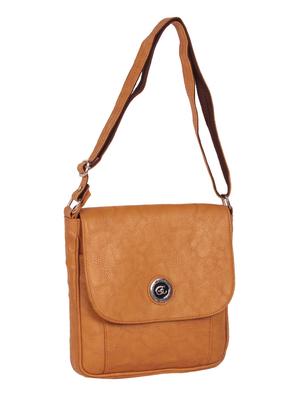 brown canvas regular sling bag - 14236941 - Standard Image - 4