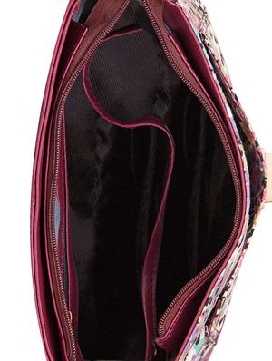 maroon leatherette printed sling bag - 14237740 - Standard Image - 3