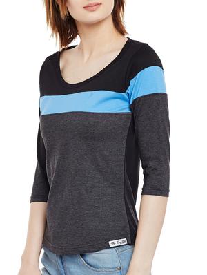 scoop neck color block tee - 14237920 - Standard Image - 2