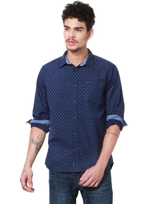 navy blue cotton casual shirt - 14238037 - Standard Image - 1