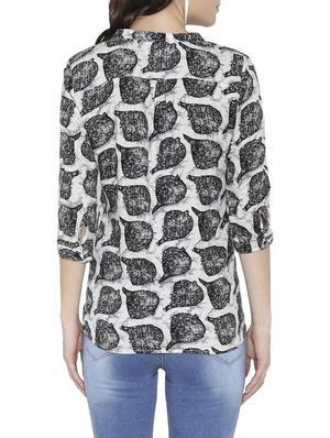 mandarin neck leaf printed tunic - 14238421 - Standard Image - 3