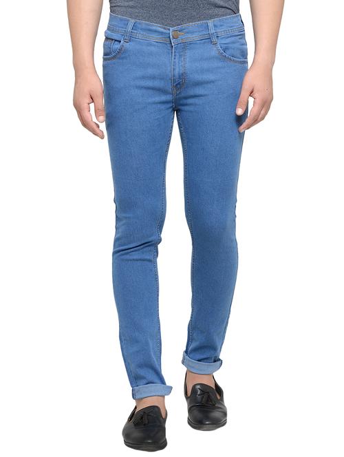 light blue denim plain jeans - 14238678 - Standard Image - 1