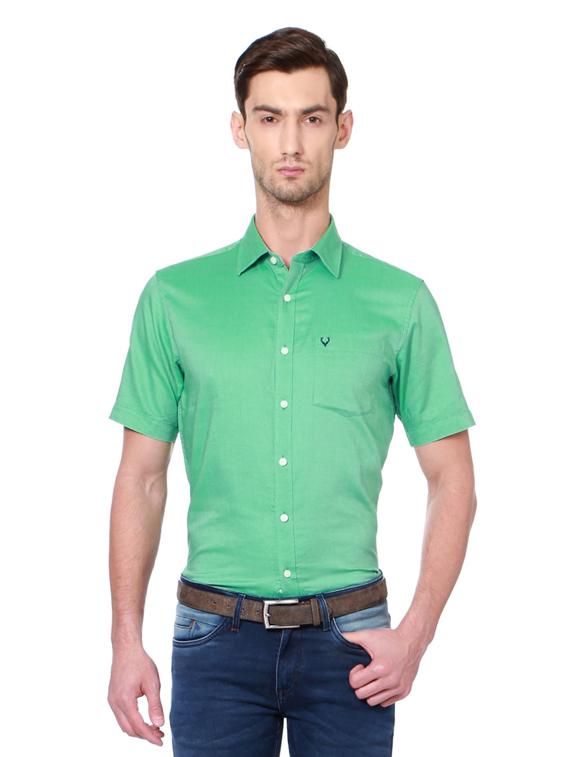 green solid casual shirt - 14239812 - Zoom Image - 1