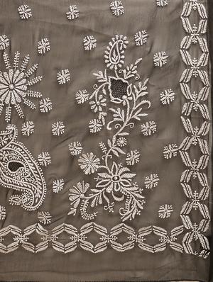 ada black chikankari saree with blouse - 14240337 - Standard Image - 5