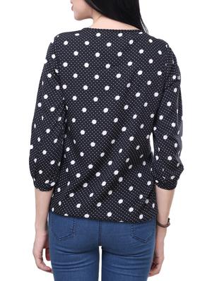 polka dotted blouson pleated top - 14240829 - Standard Image - 2