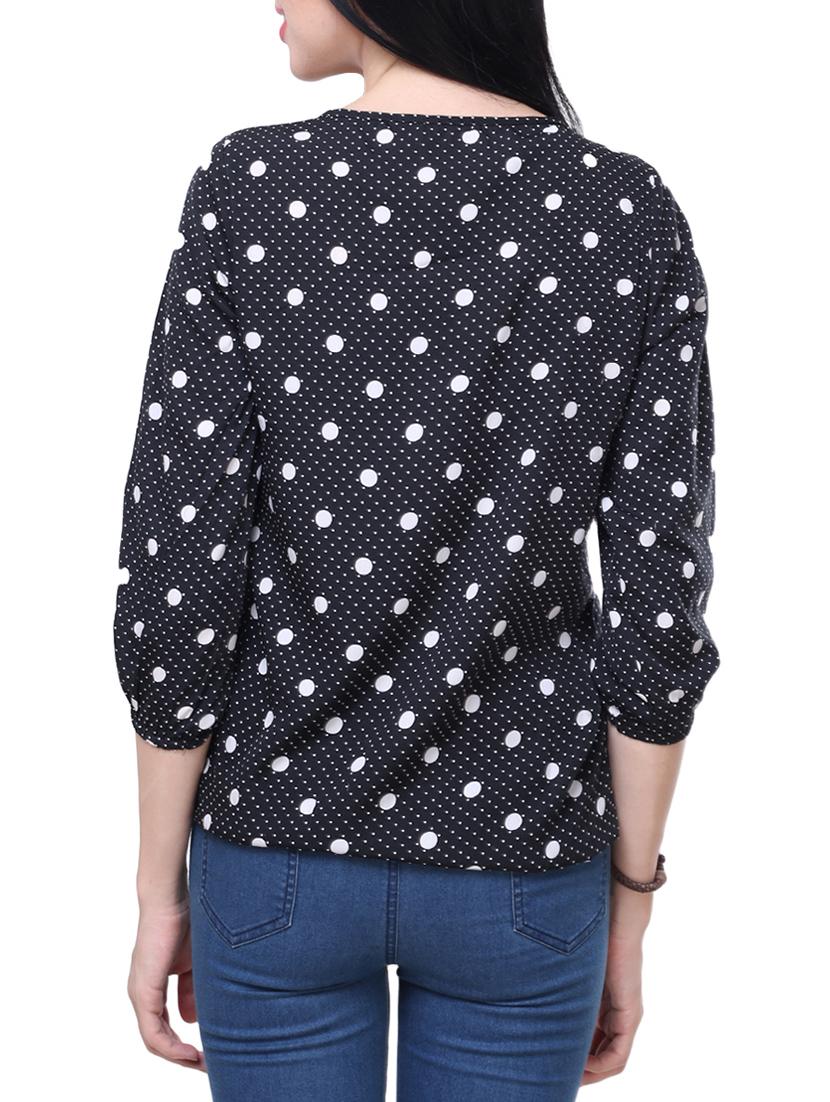 polka dotted blouson pleated top - 14240829 - Zoom Image - 2
