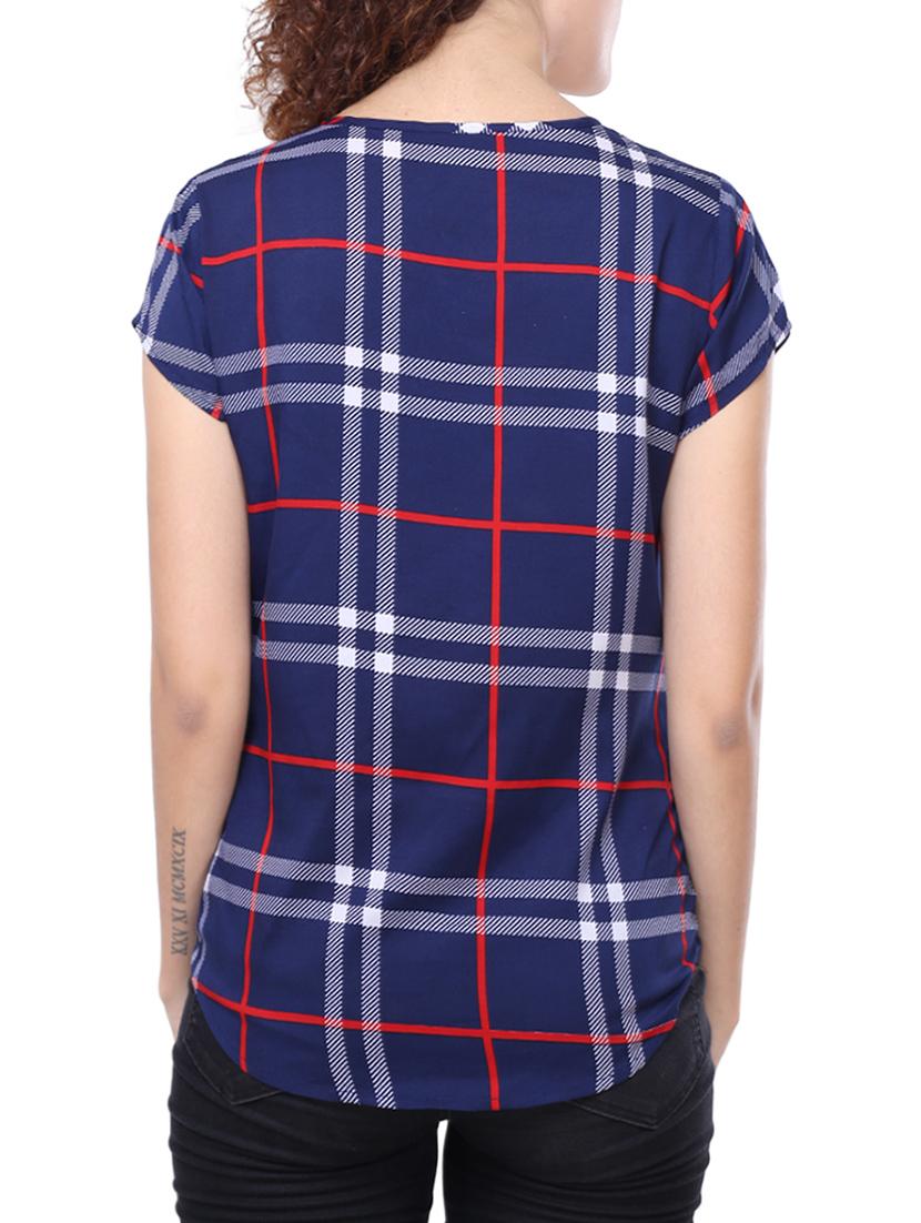 cap sleeved checkered top - 14240840 - Zoom Image - 3