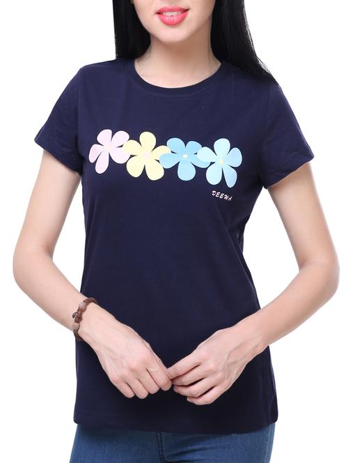 navy blue cotton casual tee - 14240858 - Standard Image - 1