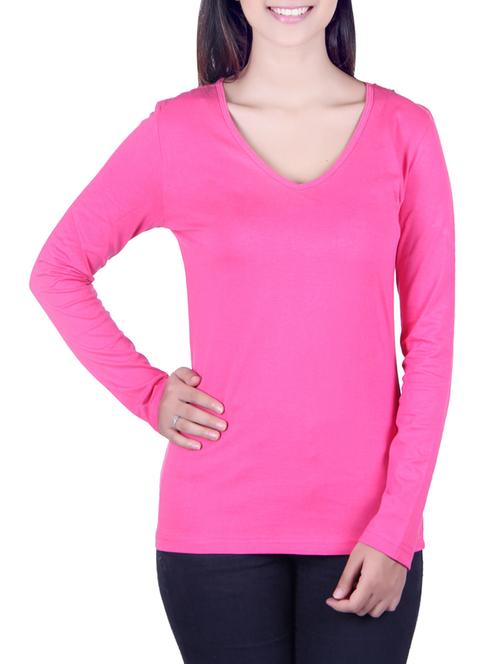 pink cotton casual tee - 14240933 - Standard Image - 1