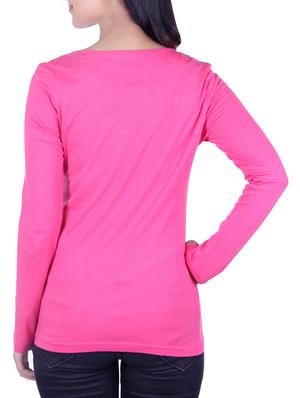 pink cotton casual tee - 14240933 - Standard Image - 3