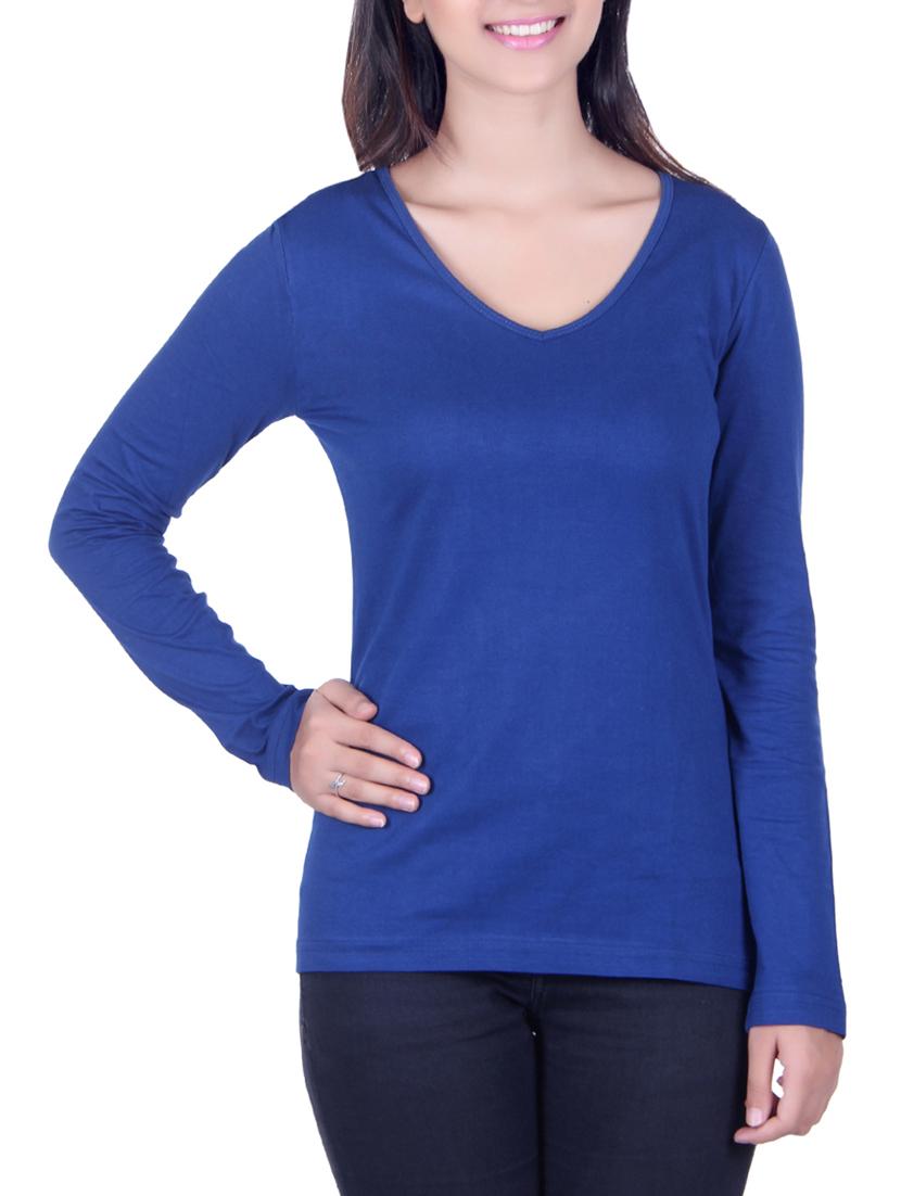 blue cotton casual tee - 14240936 - Zoom Image - 1