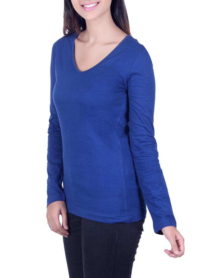 blue cotton casual tee - 14240936 - Zoom Image - 2