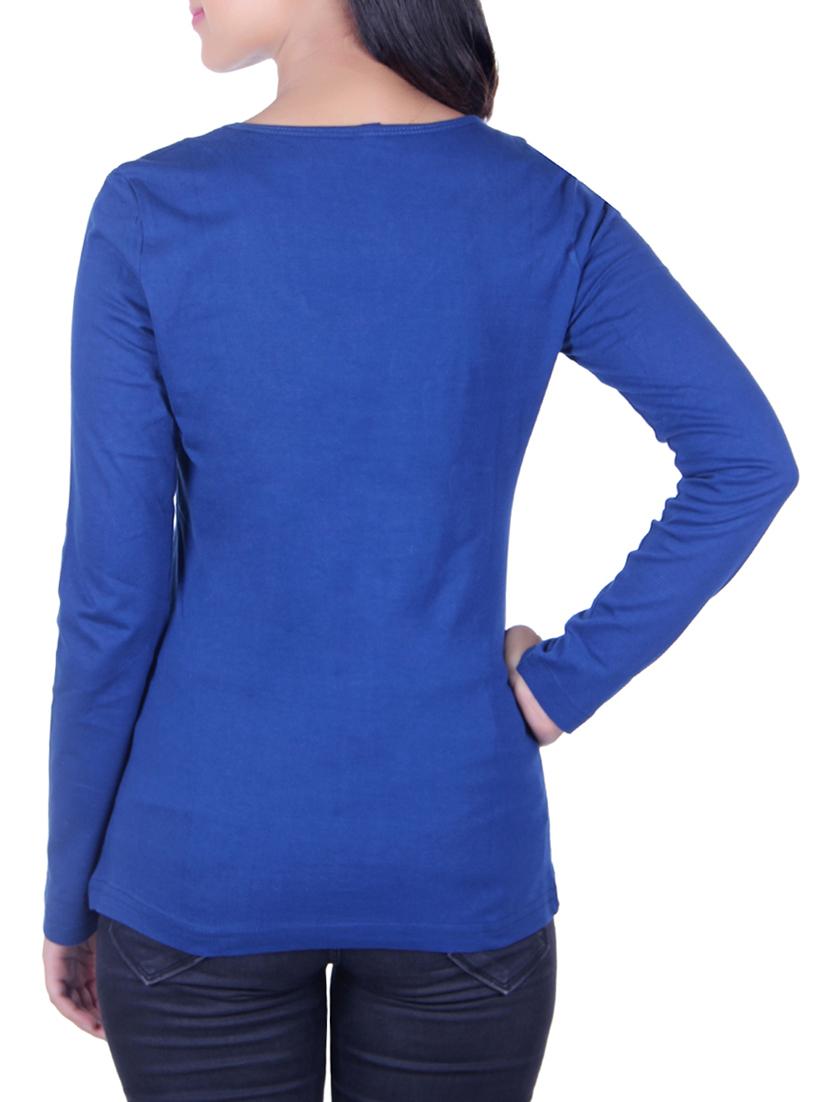 blue cotton casual tee - 14240936 - Zoom Image - 3