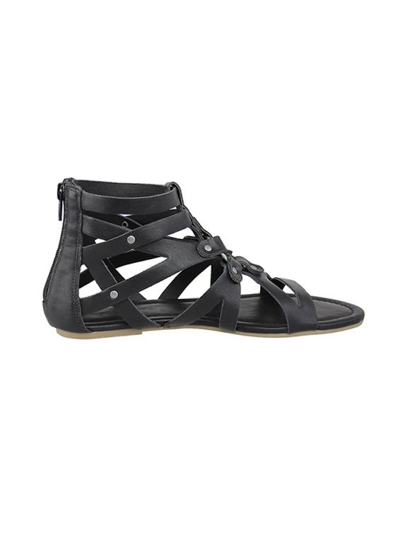 black faux leather gladiators sandals - 14241568 - Zoom Image - 2