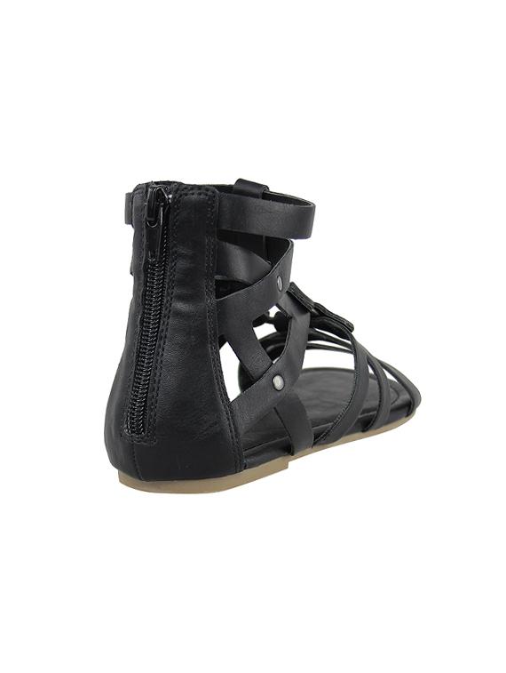 black faux leather gladiators sandals - 14241568 - Zoom Image - 3