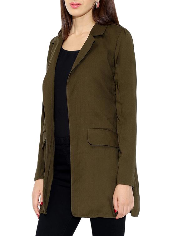 solid olive green blazer - 14241775 - Zoom Image - 2
