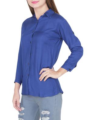 blue full sleeves casual shirt - 14242169 - Standard Image - 2