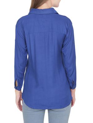 blue full sleeves casual shirt - 14242169 - Standard Image - 3