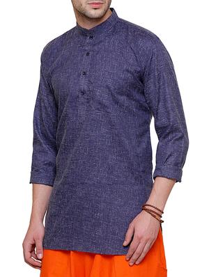 dark blue cotton kurta - 14246525 - Standard Image - 2