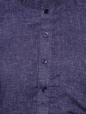 dark blue cotton kurta - 14246525 - Standard Image - 4