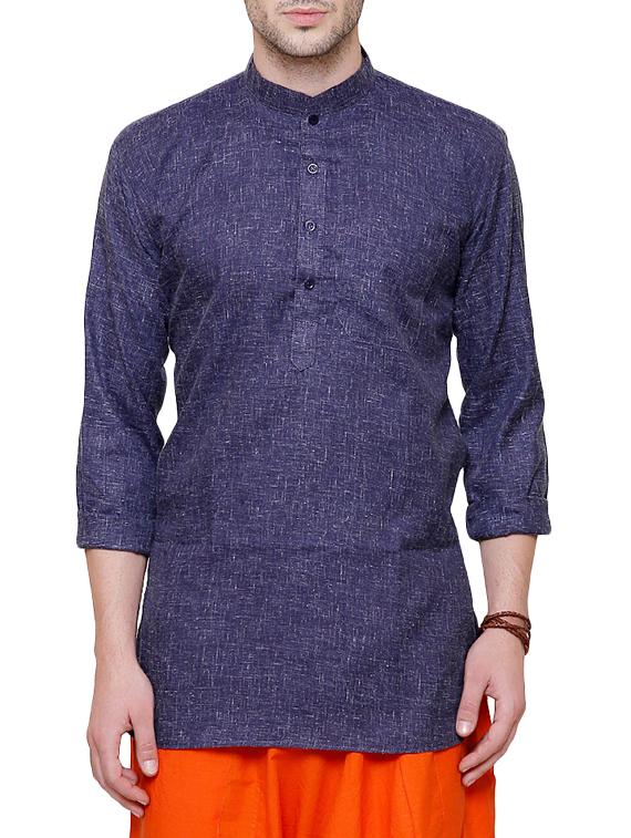 dark blue cotton kurta - 14246525 - Zoom Image - 1