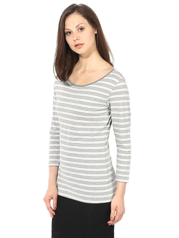 grey cotton casual tee - 14248293 - Zoom Image - 2