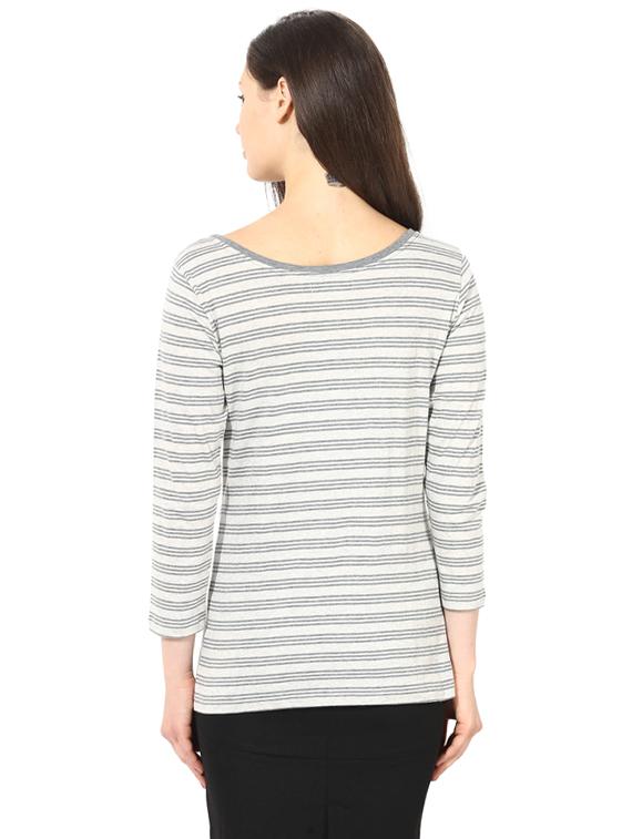 grey cotton casual tee - 14248293 - Zoom Image - 3