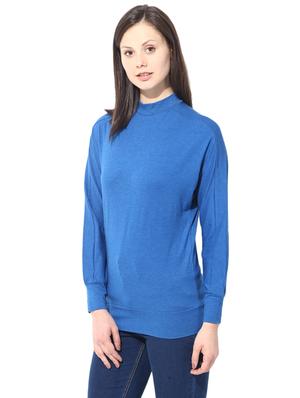 blue cotton blend tee - 14248357 - Standard Image - 2
