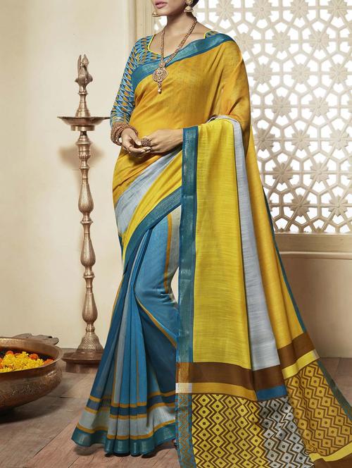 multicolored printed saree with blouse - 14251926 - Standard Image - 1