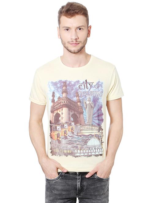 beige front print t-shirt - 14253235 - Standard Image - 1