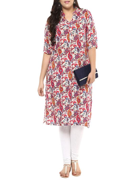 pink rayon straight kurta - 14253883 - Zoom Image - 1