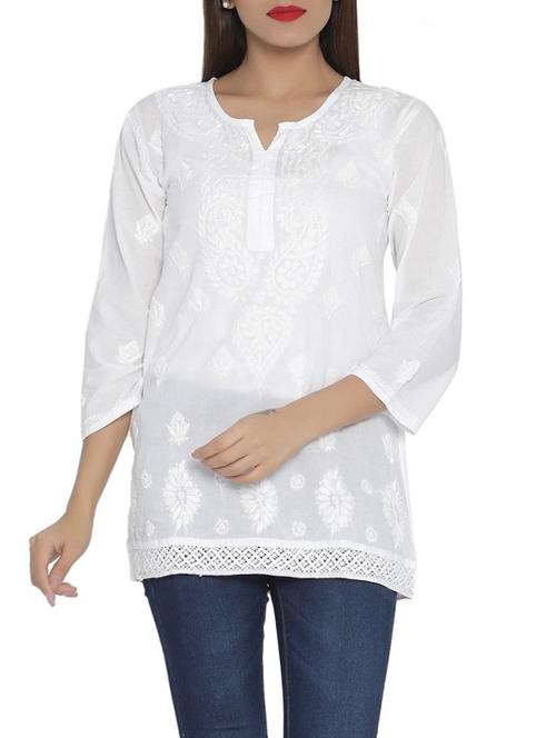 chikankari straight kurti - 14254217 - Standard Image - 1