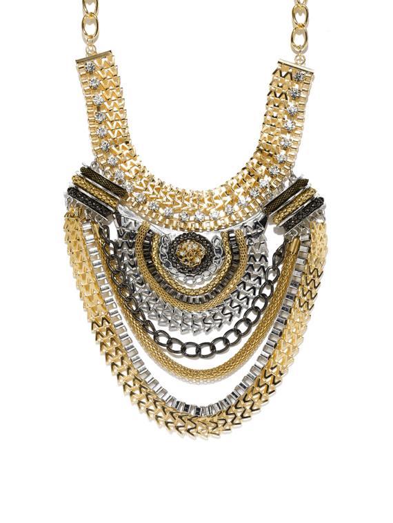 gold metal heavy statement necklace - 14254967 - Zoom Image - 1