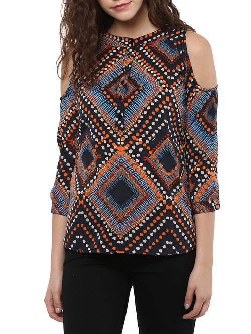 multicolored printed crepe regular top - 14255063 - Very Small Image - 1