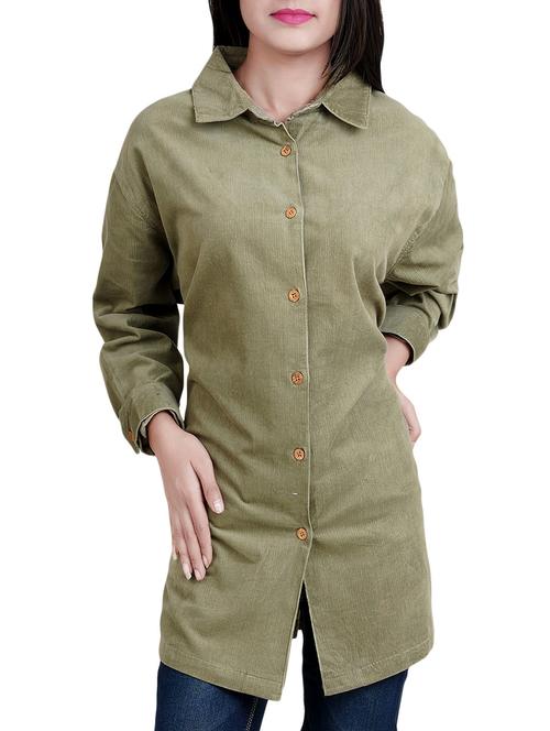 green cotton casual shirt - 14256043 - Standard Image - 1