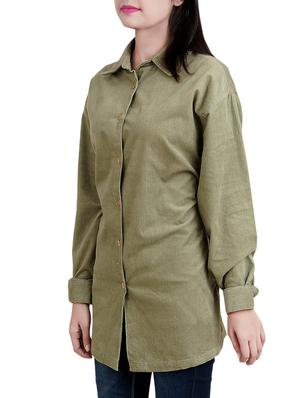 green cotton casual shirt - 14256043 - Standard Image - 2