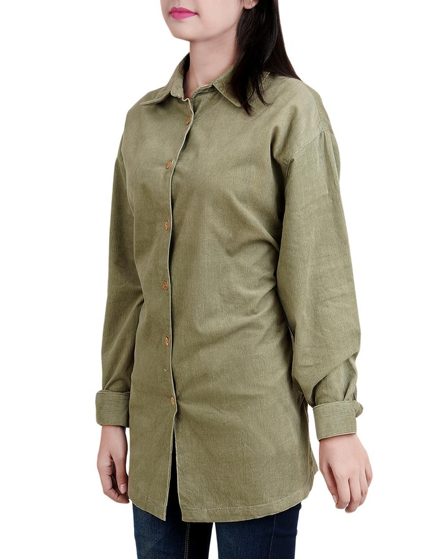 green cotton casual shirt - 14256043 - Zoom Image - 2