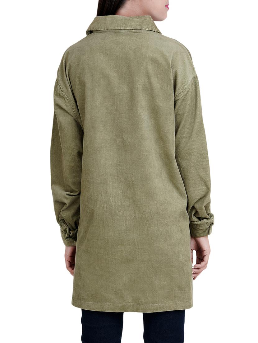 green cotton casual shirt - 14256043 - Zoom Image - 3