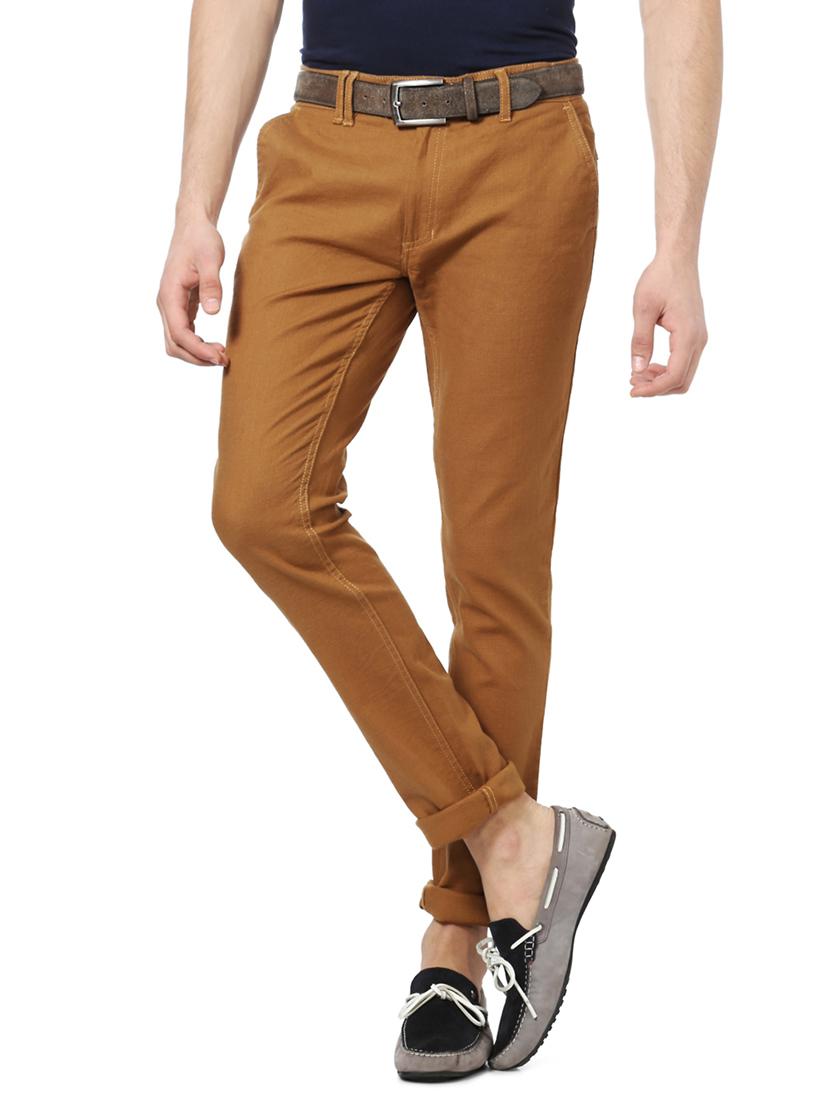 brown cotton chinos casual trousers - 14258416 - Zoom Image - 1