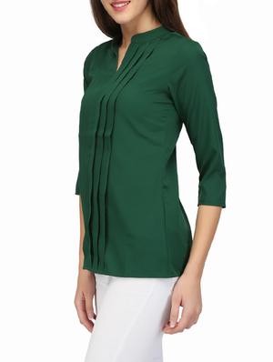 mandarin neck pleated top - 14260873 - Standard Image - 2