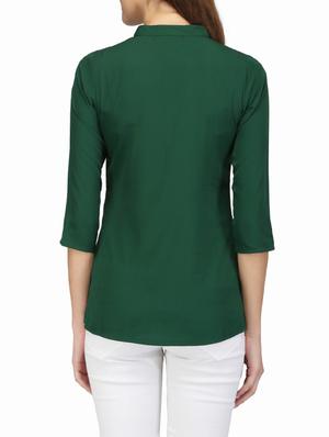 mandarin neck pleated top - 14260873 - Standard Image - 3
