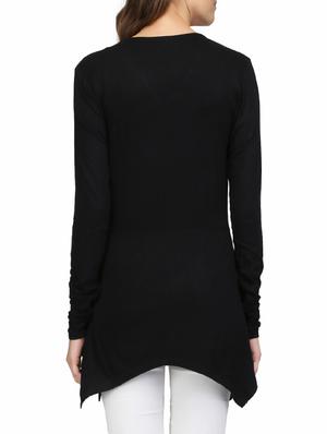 black solid crepe assymmetric tunic - 14260907 - Standard Image - 3