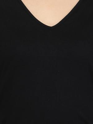 black solid crepe assymmetric tunic - 14260907 - Standard Image - 4
