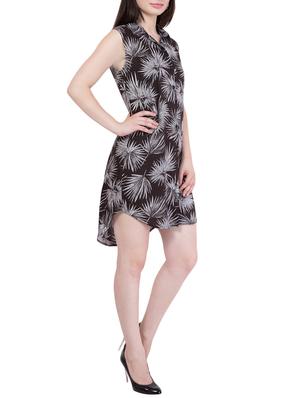 black printed rayon shirt dress - 14261428 - Standard Image - 2