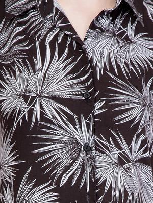 black printed rayon shirt dress - 14261428 - Standard Image - 4