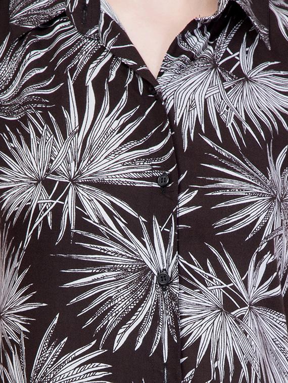 black printed rayon shirt dress - 14261428 - Zoom Image - 4