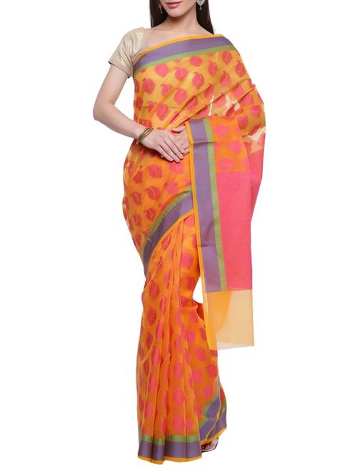 paisley motif woven saree with blouse - 14263099 - Standard Image - 1